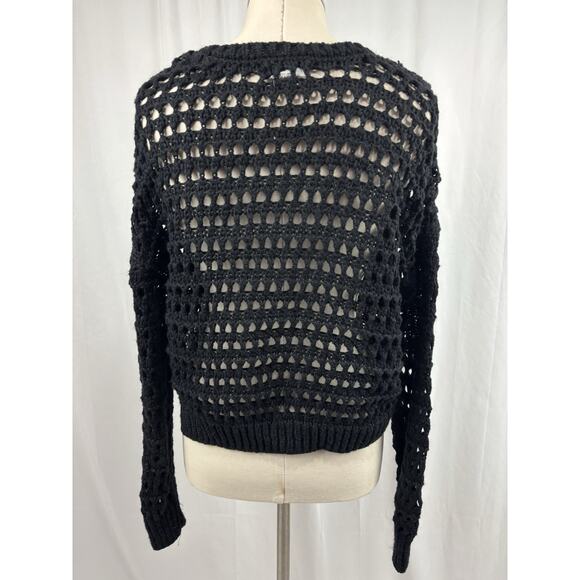 FULL TILT Women’s M Open Chunky Knit Long Sleeve Sweater Black Boho Whimsygoth - Picture 4 of 7